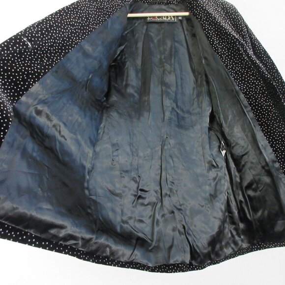 Escada Velvet Polka Dot Blazer Women 34 Cotton Broad Shoulder Black 90's Vtg 674 - Picture 7 of 14